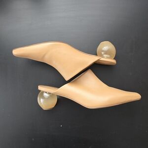 Cult Gaia Tan Mules with Sculptural Heel